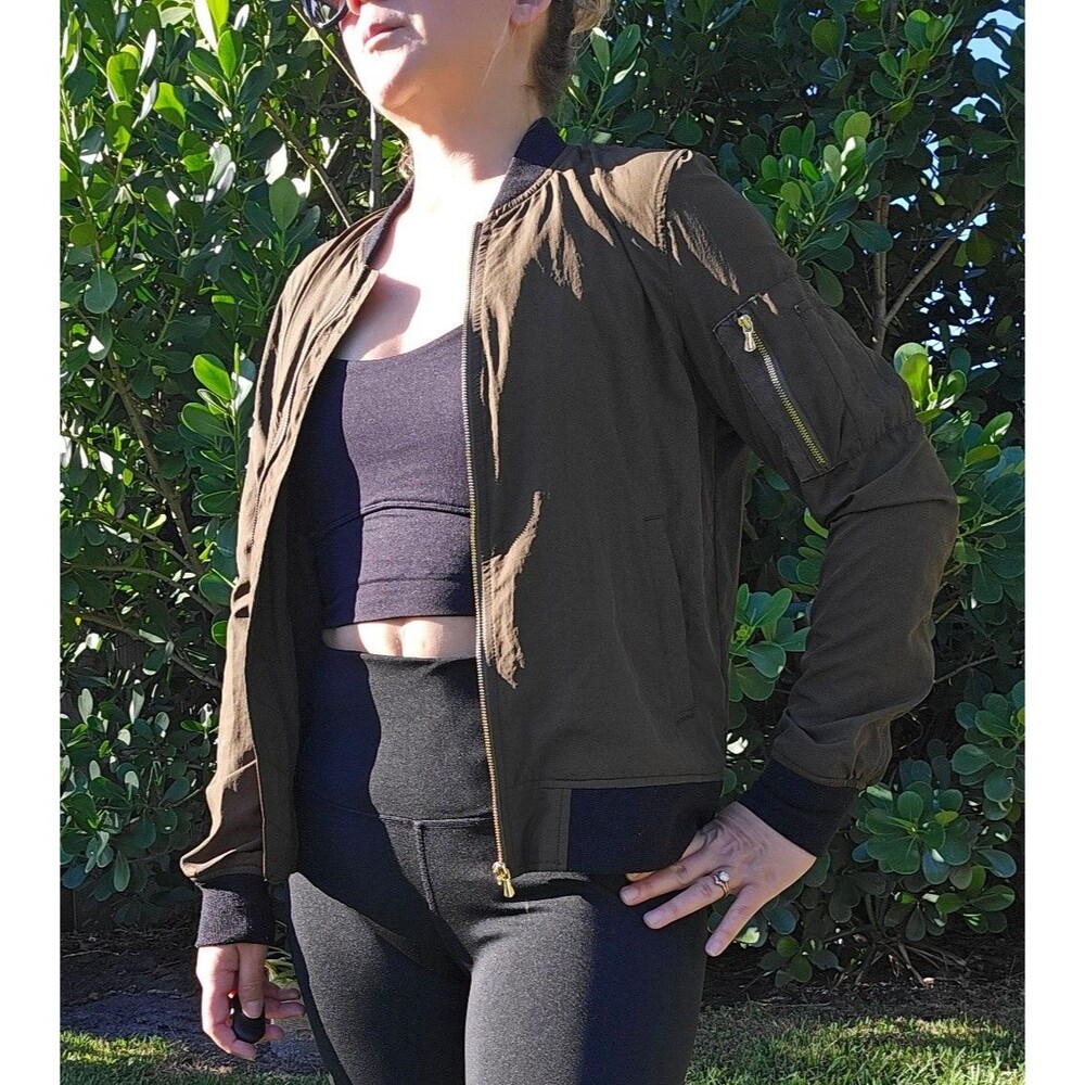 ZARA BASIC Olive Bomber Jacket XS Lightweight Zip Front Streetwear